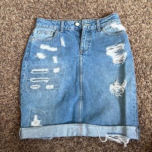 Zara ripped denim skirt
